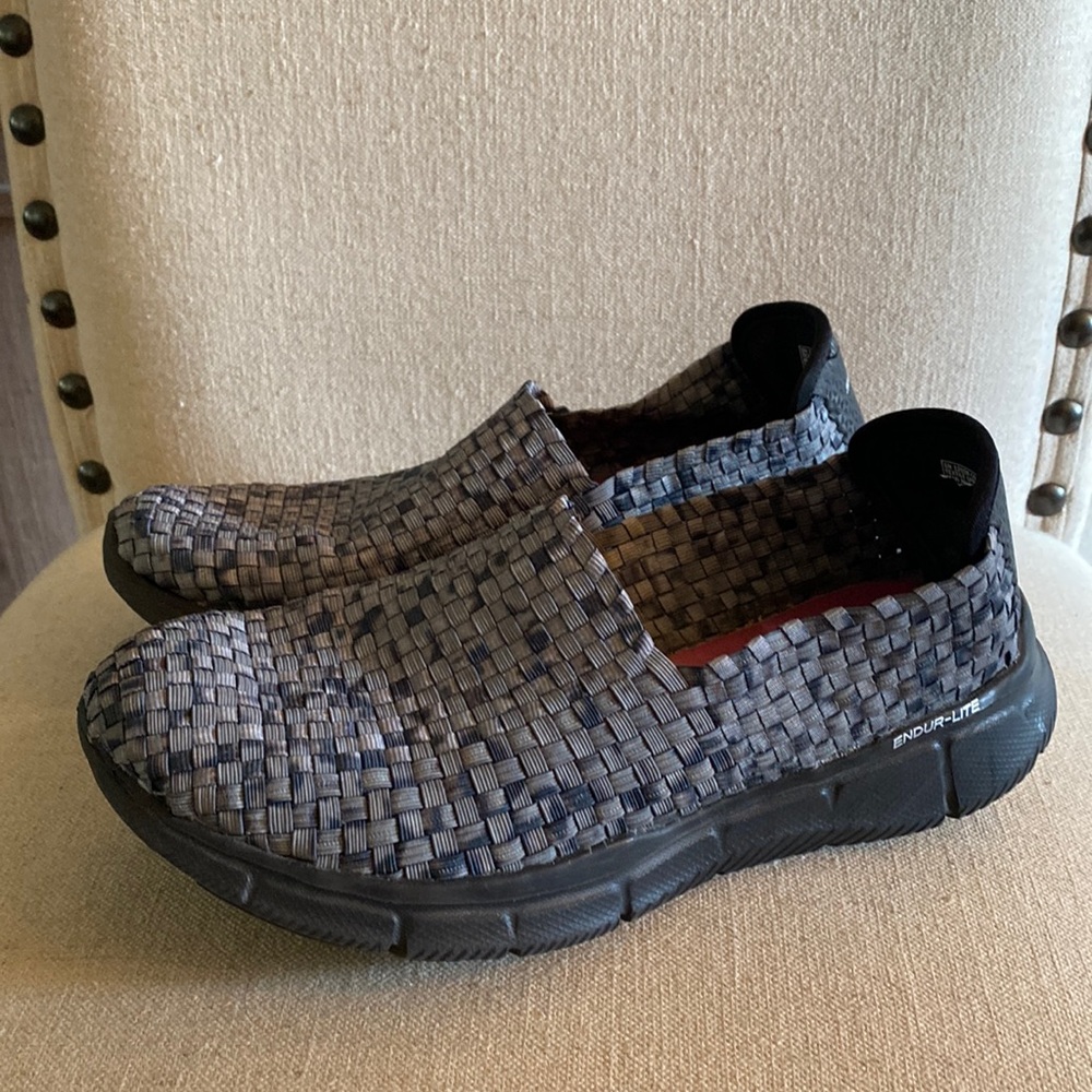 Skechers Vivid Dream Mesh Woven Basket Weave Sneakers Flats Gray Black Size 8